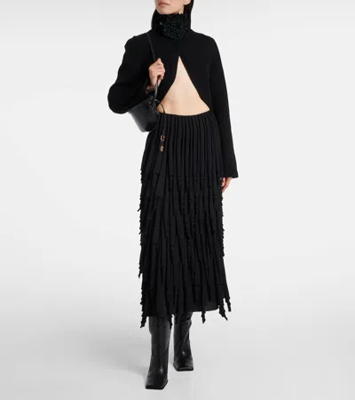 Alaïa Tiered Wool And Silk Maxi Skirt In Black