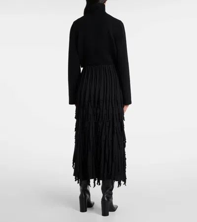 Alaïa Tiered Wool And Silk Maxi Skirt In Black