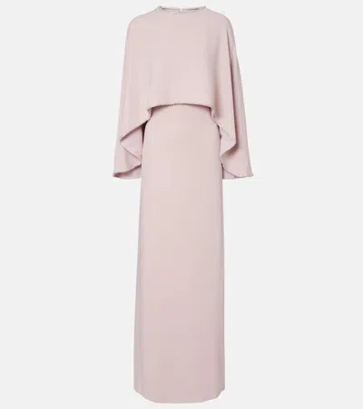 Costarellos Crystal-embellished Caped Gown In Pink