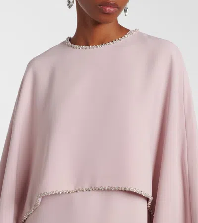 Costarellos Crystal-embellished Caped Gown In Pink