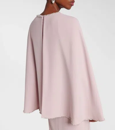 Costarellos Crystal-embellished Caped Gown In Pink