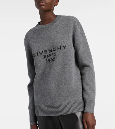 Givenchy Logo Wool And Cashmere Sweater In Gray