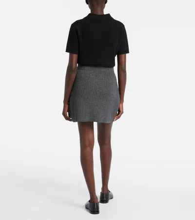 Givenchy Ribbed-knit Wool And Alpaca-blend Miniskirt In Gray