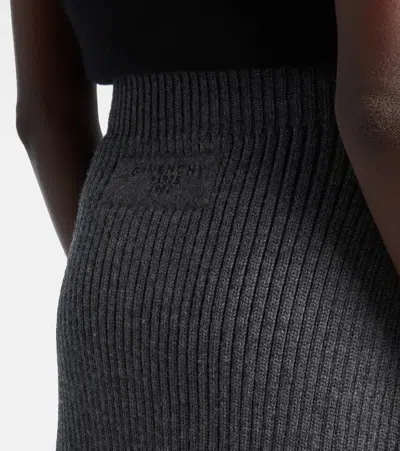 Givenchy Ribbed-knit Wool And Alpaca-blend Miniskirt In Gray