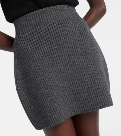 Givenchy Ribbed-knit Wool And Alpaca-blend Miniskirt In Gray