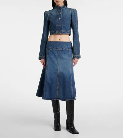 Alaïa Alaia Blue Washed Denim High-neck Jacket Women