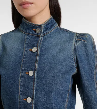 Alaïa Alaia Blue Washed Denim High-neck Jacket Women