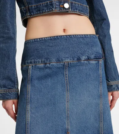 Alaïa Denim Midi Skirt In Blue