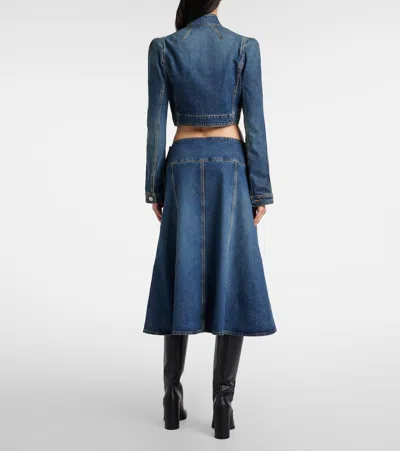 Alaïa Denim Midi Skirt In Blue