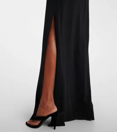 Alaïa Sheer Bodice High-neck Dress In Black