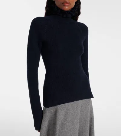 Alaïa Wool And Silk-blend Turtleneck Sweater In Blue