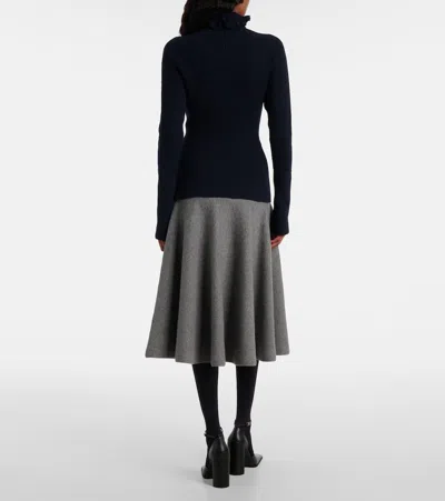 Alaïa Wool And Silk-blend Turtleneck Sweater In Blue