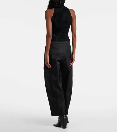 Alaïa Ribbed-knit Halter Top With Wavy Finish In Black