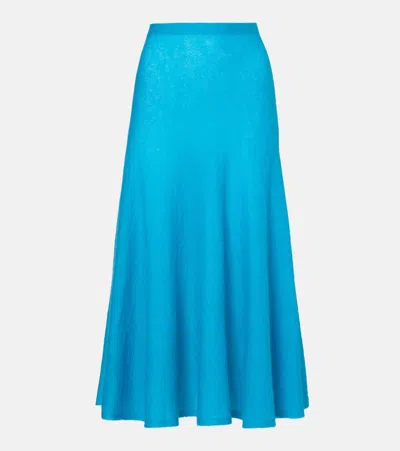 Alaïa Circle Mohair And Wool-blend Midi Skirt In Blue