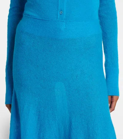 Alaïa Circle Mohair And Wool-blend Midi Skirt In Blue