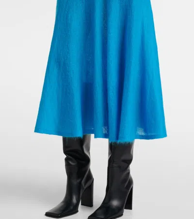 Alaïa Circle Mohair And Wool-blend Midi Skirt In Blue