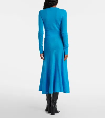 Alaïa Circle Mohair And Wool-blend Midi Skirt In Blue