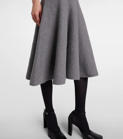 Alaïa Womens Gris Chine Low-rise Knitted Mohair-wool Circle Midi Skirt In Gray