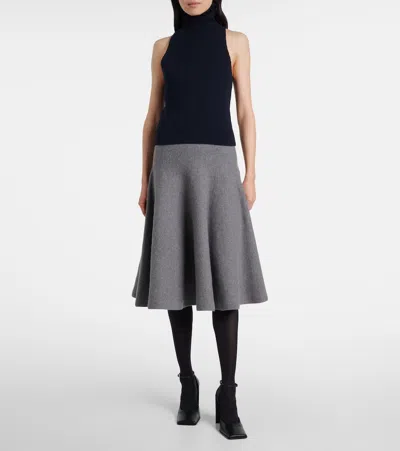 Alaïa Womens Gris Chine Low-rise Knitted Mohair-wool Circle Midi Skirt In Gray