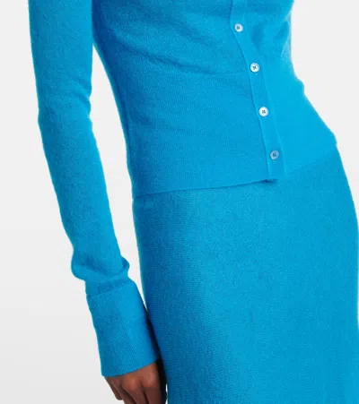 Alaïa Mohair And Wool-blend Cardigan In Blue