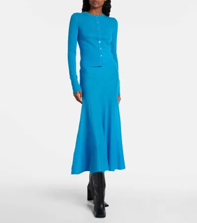 Alaïa Mohair And Wool-blend Cardigan In Blue