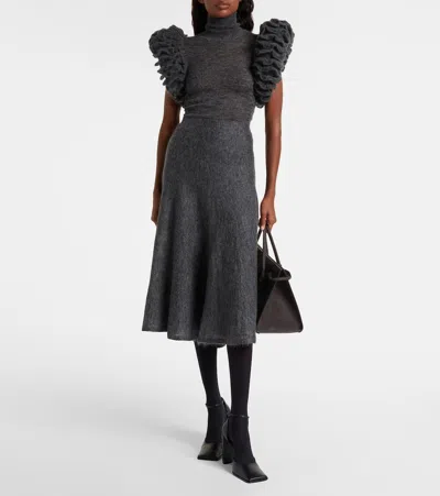 Alaïa Alaia Gonna Gray Midi In Mohair Women In Gray