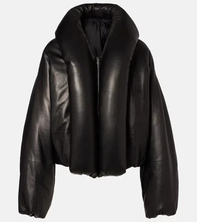 Alaïa Taffeta Padded Bomber Jacket In Black