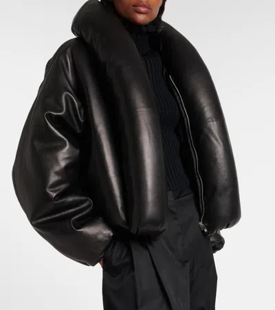 Alaïa Taffeta Padded Bomber Jacket In Black
