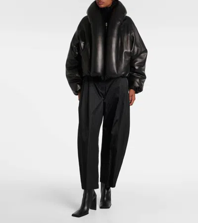 Alaïa Taffeta Padded Bomber Jacket In Black