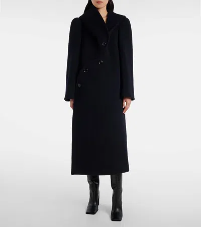 Alaïa Asymmetric Wool Coat In Blue
