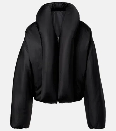 Alaïa Taffeta Padded Bomber Jacket In Black