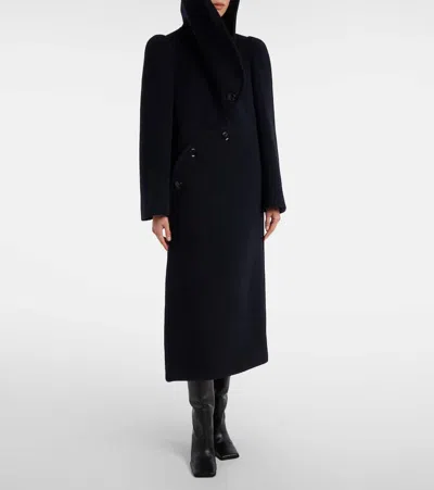 Alaïa Asymmetric Wool Coat In Blue