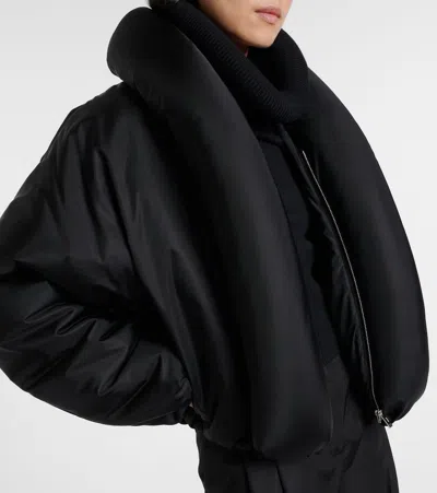 Alaïa Taffeta Padded Bomber Jacket In Black