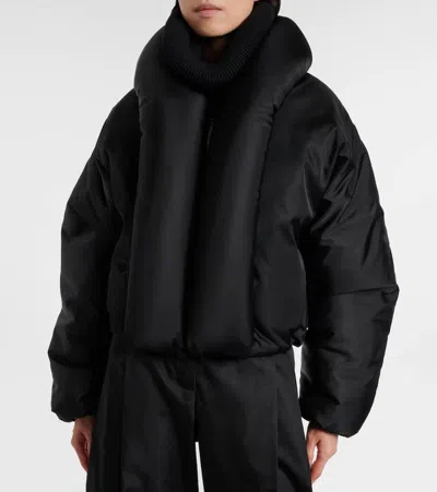 Alaïa Taffeta Padded Bomber Jacket In Black