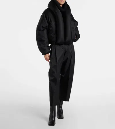 Alaïa Taffeta Padded Bomber Jacket In Black