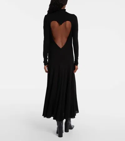 Alaïa Alaia Abito In Jersey Fluido Con Cuore In Black
