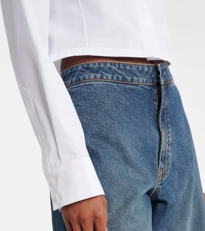 Alaïa High Neck Cropped Long Sleeve Top In White