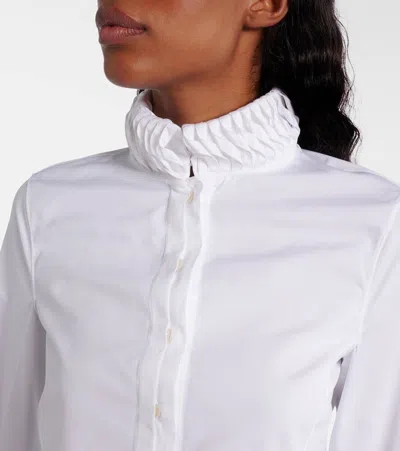Alaïa High Neck Cropped Long Sleeve Top In White