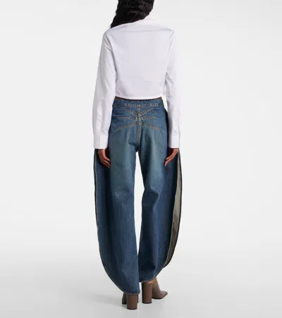 Alaïa High Neck Cropped Long Sleeve Top In White