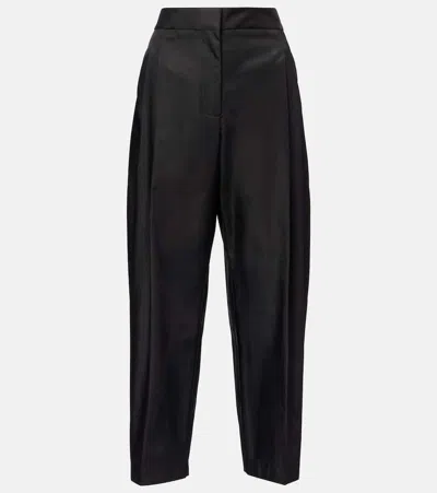 Alaïa Cropped High-rise Satin Tapered Pants In Black