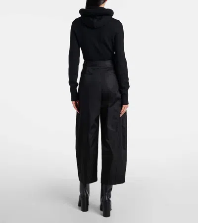 Alaïa Cropped High-rise Satin Tapered Pants In Black
