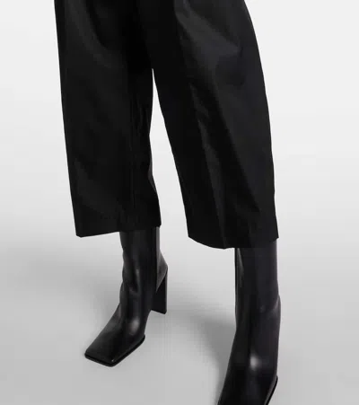 Alaïa Cropped High-rise Satin Tapered Pants In Black