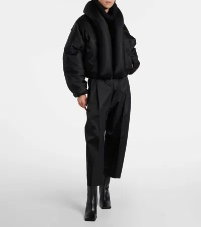 Alaïa Cropped High-rise Satin Tapered Pants In Black