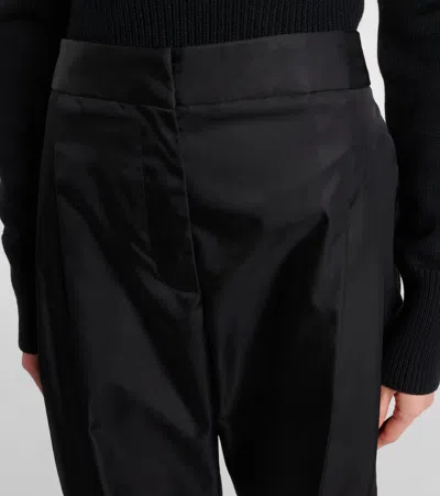 Alaïa Cropped High-rise Satin Tapered Pants In Black