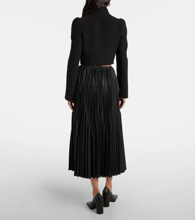 Alaïa Pleated Wool Flannel Midi Skirt In Black