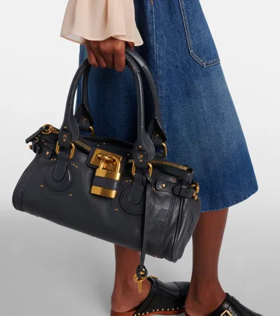 Chloé Womens Paddington Padlock Leather Shoulder Bag Kohl Brown In Black