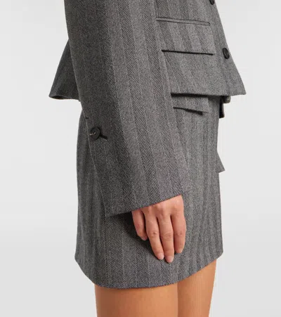 Ferragamo Grey Stripes Notched Lapel Blazer In Gray