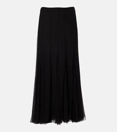 Chloé Maxi Skirt With Sheer Overlay And Flowy Design In Black