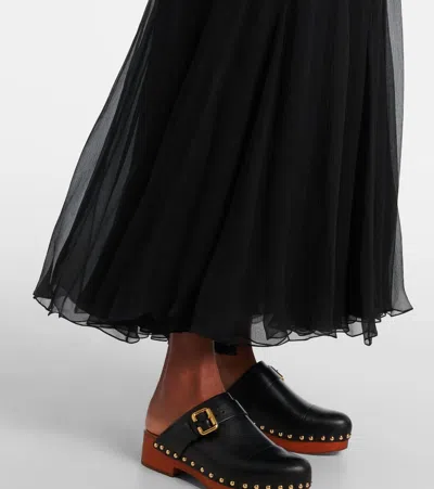 Chloé Maxi Skirt With Sheer Overlay And Flowy Design In Black
