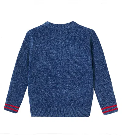 Scotch & Soda Logo Chenille Sweater In Blue
